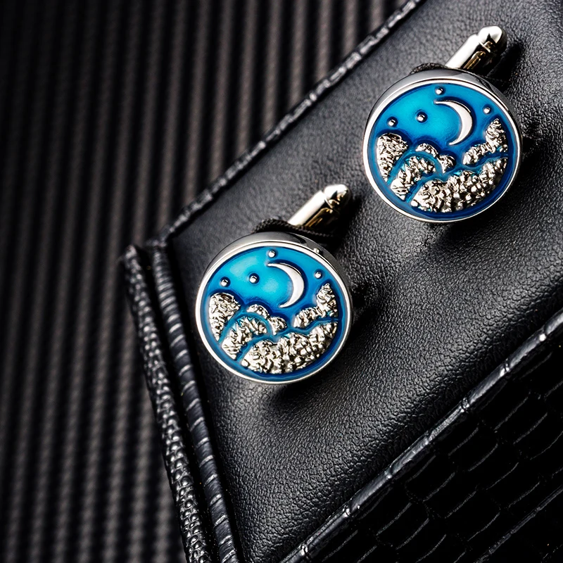 

KFLK jewelry Fashion shirt cufflinks for mens gift Brand Blue cuff links buttons Design High Quality abotoaduras gemelos guests