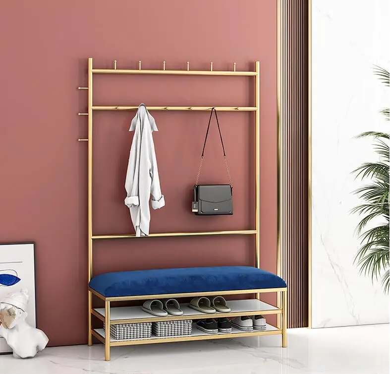 Light luxury modern clothes rack landing household door hanging clothes rack shoe rack one hall clothes rack cabinet shoe stool