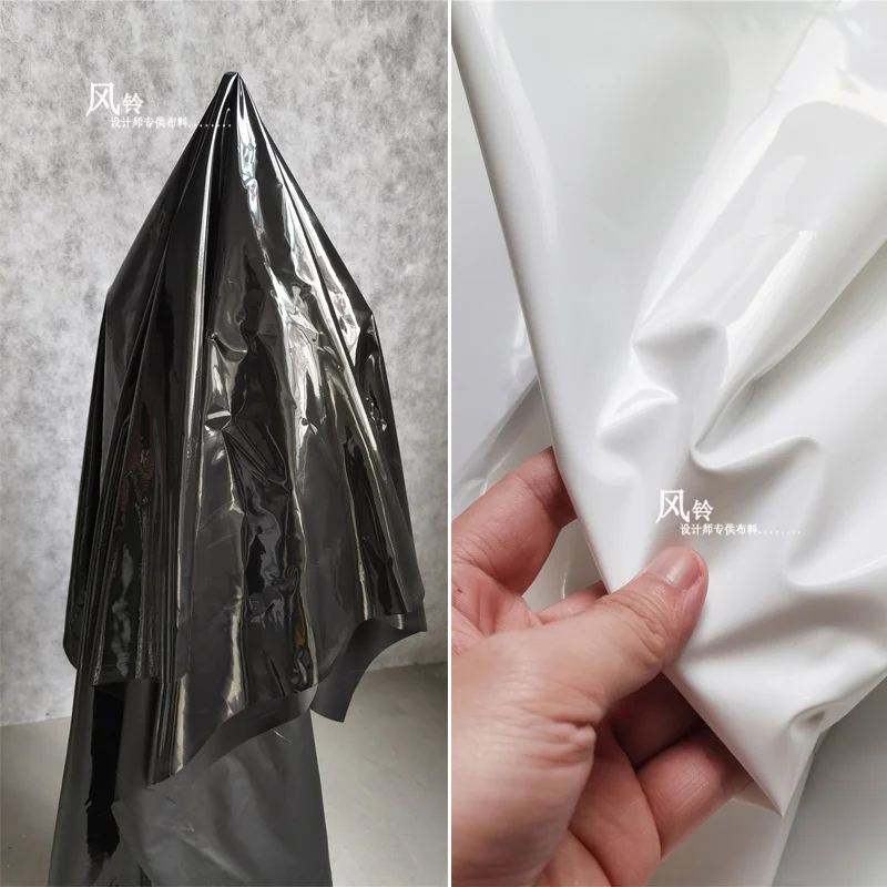 

0.12mm TPU Film Fabric Black White Waterproof DIY Raincoat Decor Bag Windbreaker Coat Clothes Designer Fabric