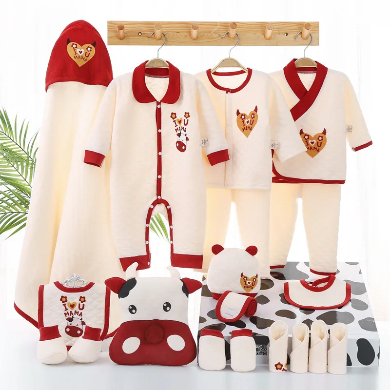 Newborn Clothes Baby Gift Pure Cotton Baby Set 0-12 Months Autumn And Winter Kids Clothes Suit Unisex Without Box