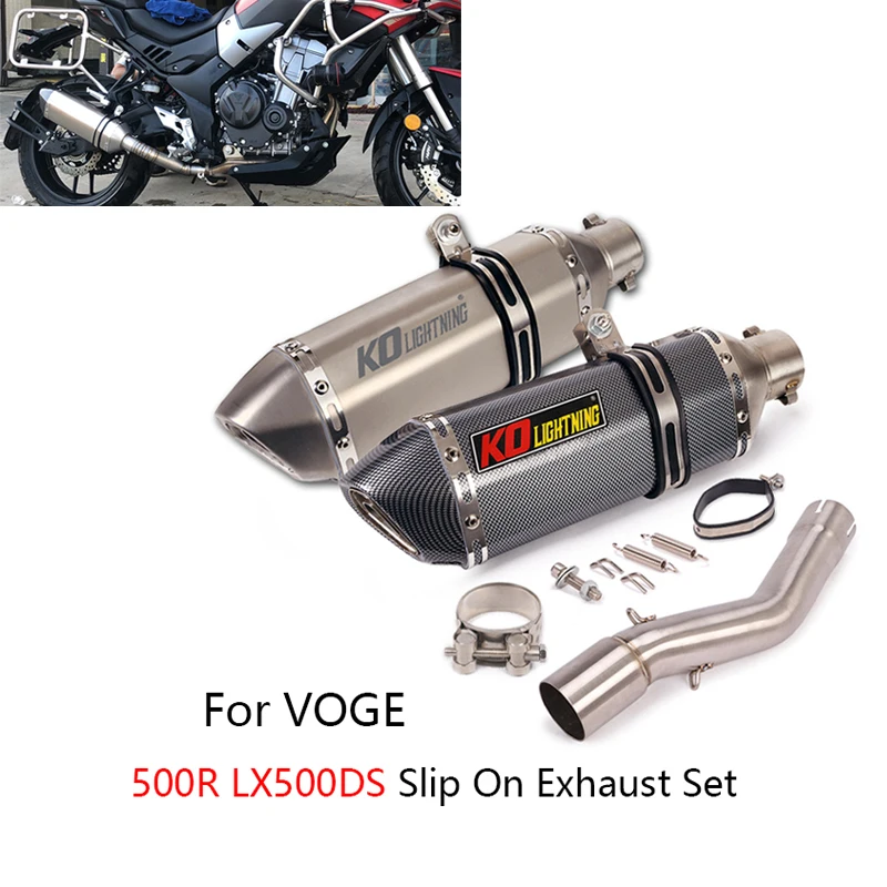 

Slip On Exhaust Set for Voge LX500R Motorcycle Exhaust Pipe 51mm Muffler Escape Middle Link Pipe Reserve Catalyst