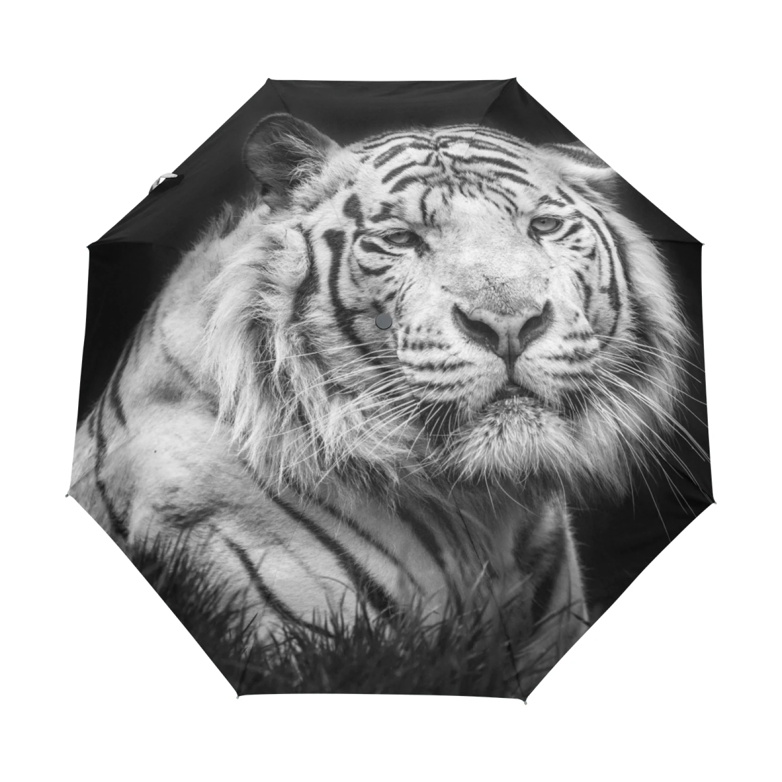 Violent Tiger Design Black Coating Umbrella Rain Women Anti-UV Sun Protection 3 Folding Umbrella Male Automatic Open And Close