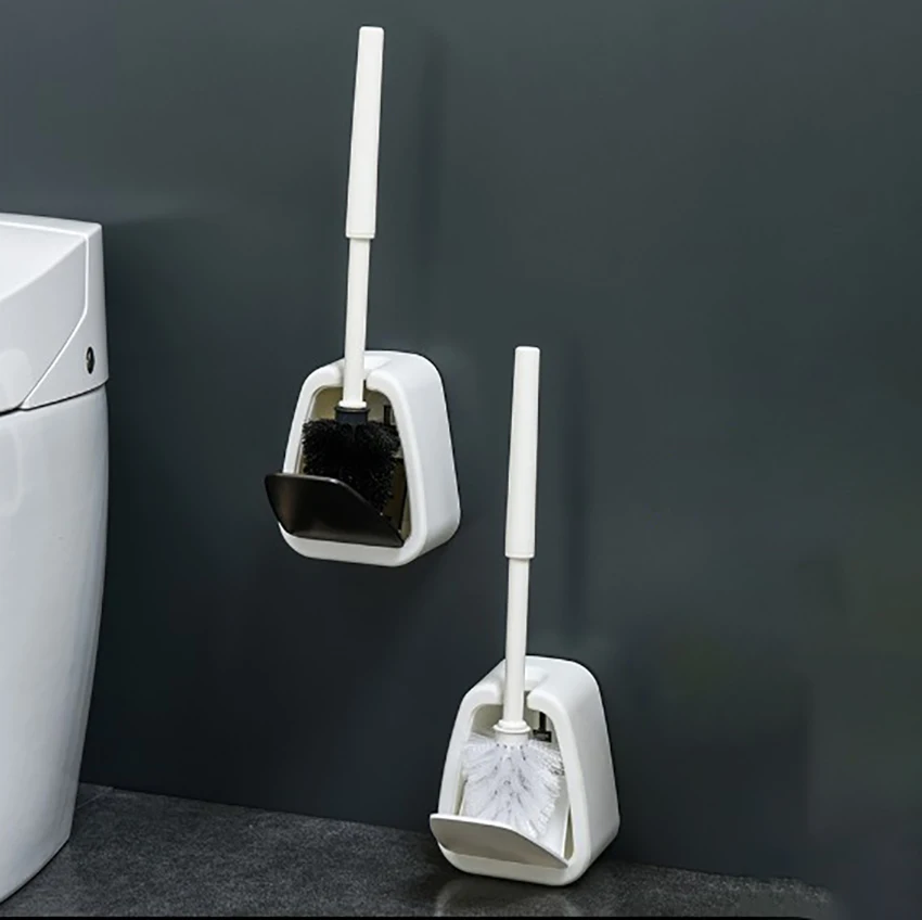 

PP+PS Wall Mounted Toilet Brush Holders Automatic Opening And Closing Cleaning Toilet Brush For Bathroom Toilet Cleaning Brush