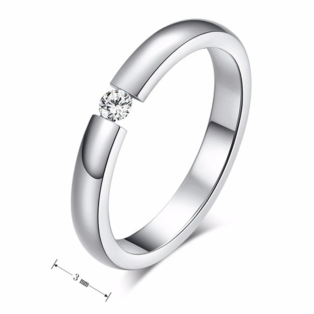 Benutzerdefinierte Edelstahl Hochzeit Paar Ringe für Frauen Männer Engagement Bands CZ Stein Puzzle Solitaire Partei Ring Schmuck Geschenk