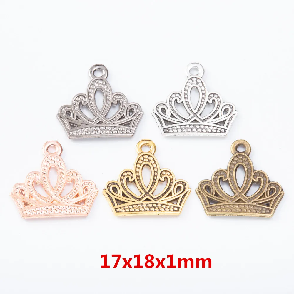 

80 pieces of retro metal zinc alloy Crown pendant for DIY handmade jewelry necklace making 7347B