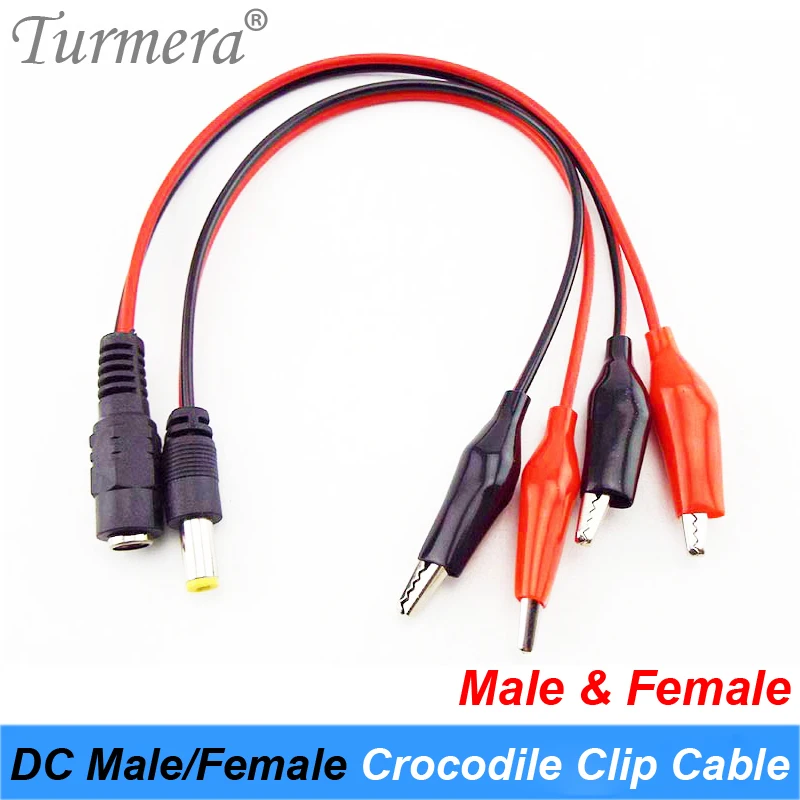 Turmera DC Male Female Jack Connector with Crocodile Clip Wire 12V Battery Cable Crocodile Clip Connector Wire 25cm DC 5.5*2.1mm