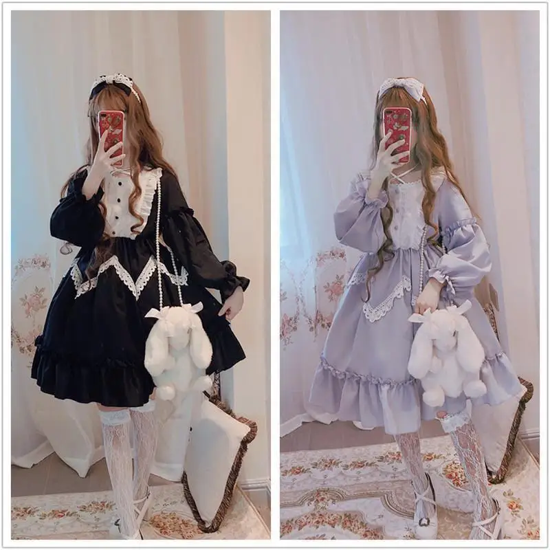 Abito estivo giapponese Lolita abito Vintage lolita abito morbido femminile vento carino fungo abito in pizzo abito manica corta abiti carini