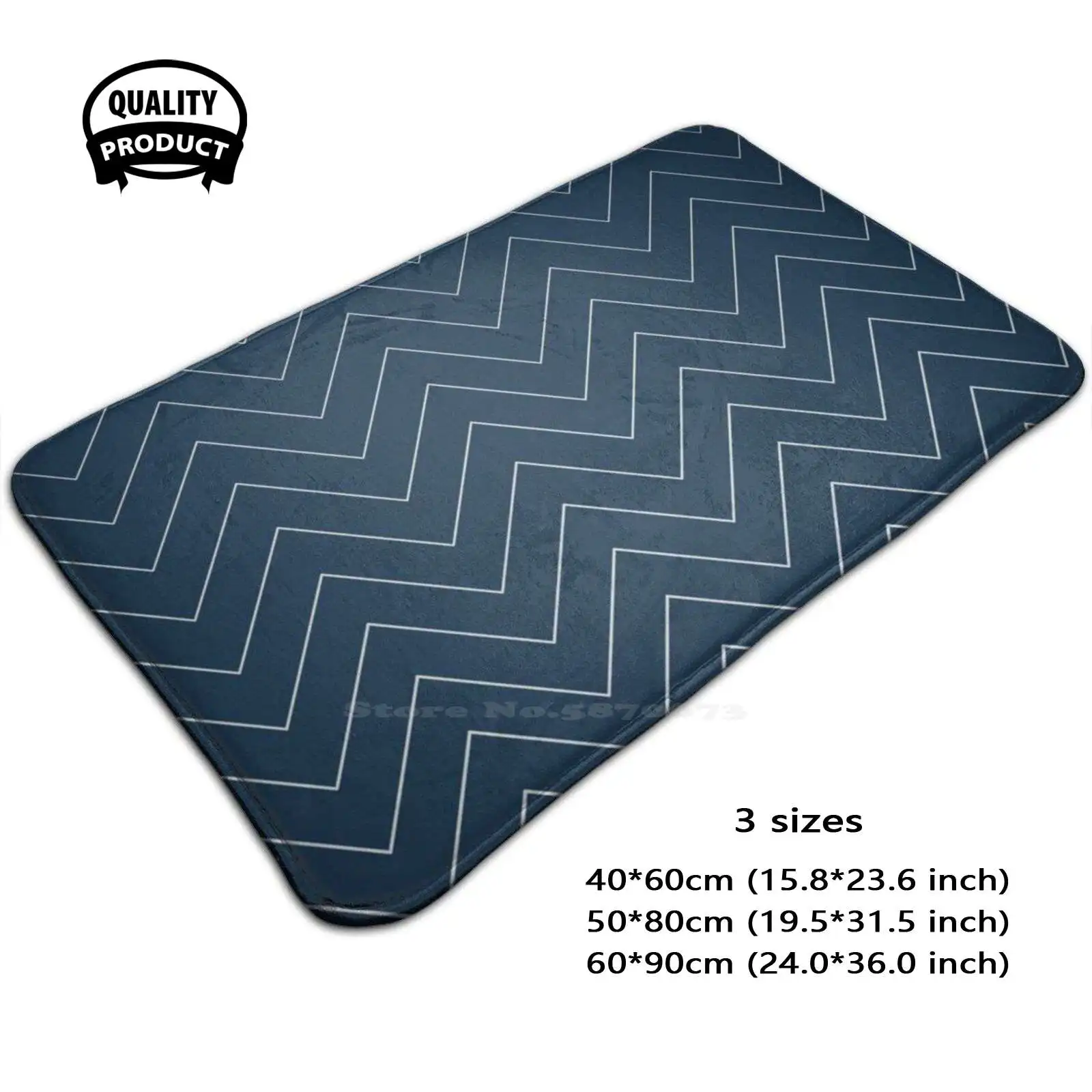 Waves / / Silver Gradient On Navy Blue Soft Cushion Home Carpet Door Mat Car Rug Patterns Beach Outfits Travel Adventure