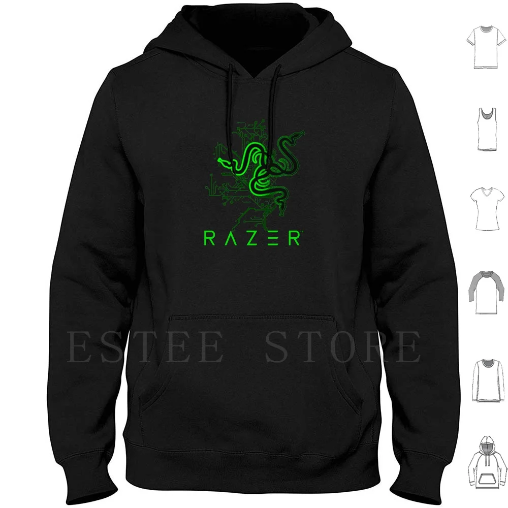 Razer Circuit Zwarte Hoodies Game Gaming Razer Helm Gamer Printplaat