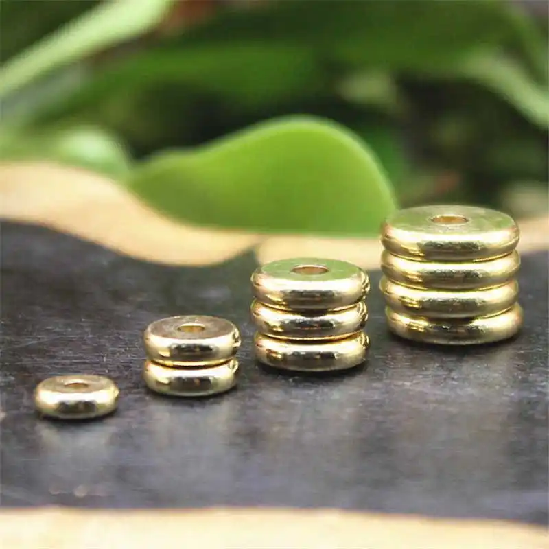 10PCS Solid Brass Golden Round Spacers Beads DIY Accessories NBB238