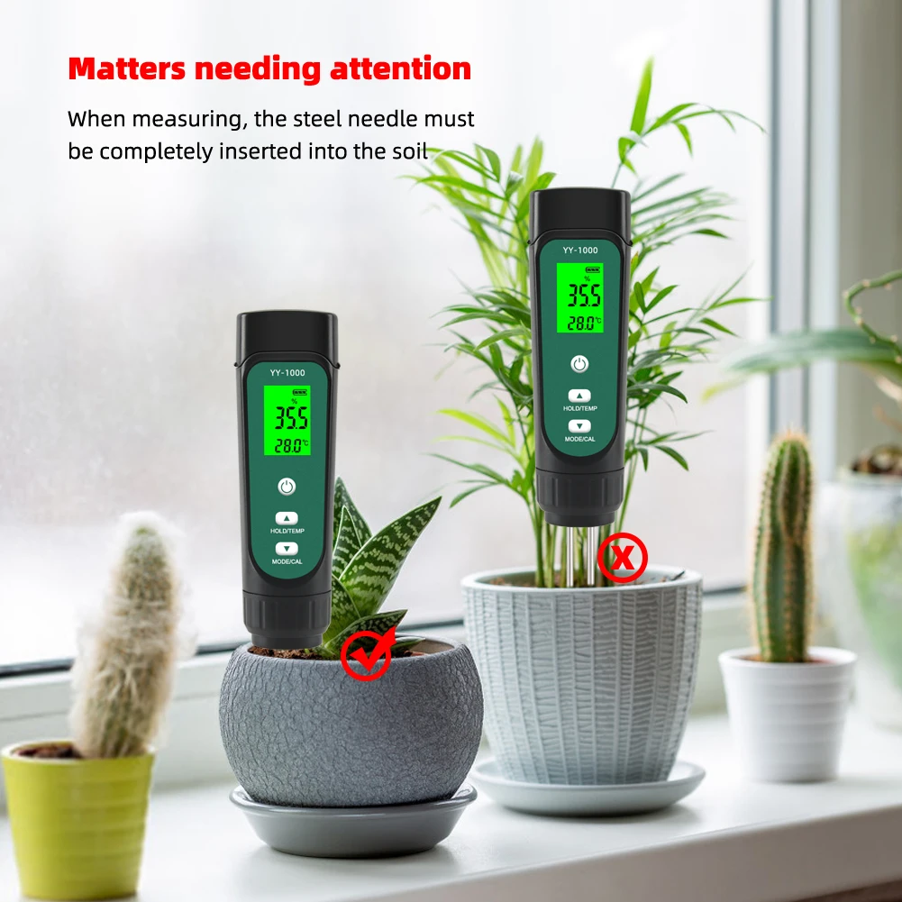 Yieryi YY-1000 Soil EC Temperature Meter Digital Plant Moisture Conductivity Tester Garden Laboratory Household Measuring Tool