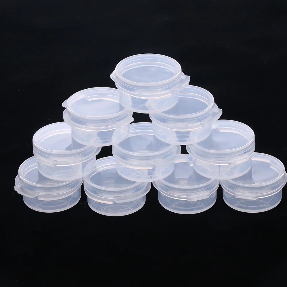 10pcs/Lot 5g Sample Clear Cream Jar Mini Cosmetic Bottles Containers Transparent Pot For Nail Arts Small Clear Can Tin For Balm