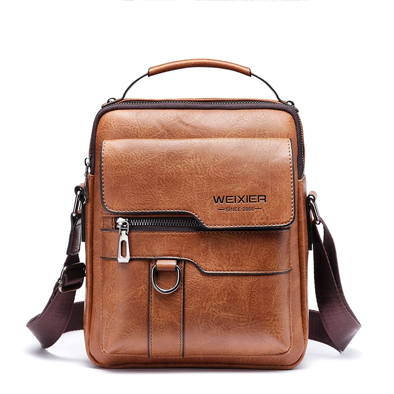 New Arrival Fashion Vintage Business PU Leather Men Messenger Bags Promotional Small Crossbody Shoulder Bag Casual Man Bag