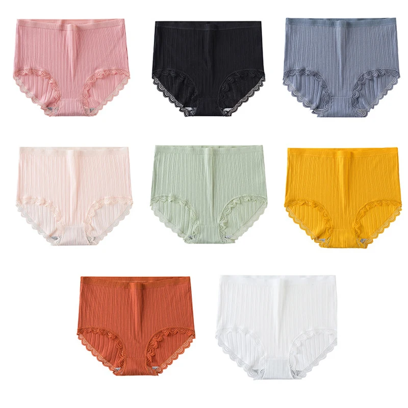 NHKDSASA Cotton Panties Female Underpants Sexy Panties For Women Briefs Underwear Plus Size Pantys Lingerie 3PCS/Set Solid