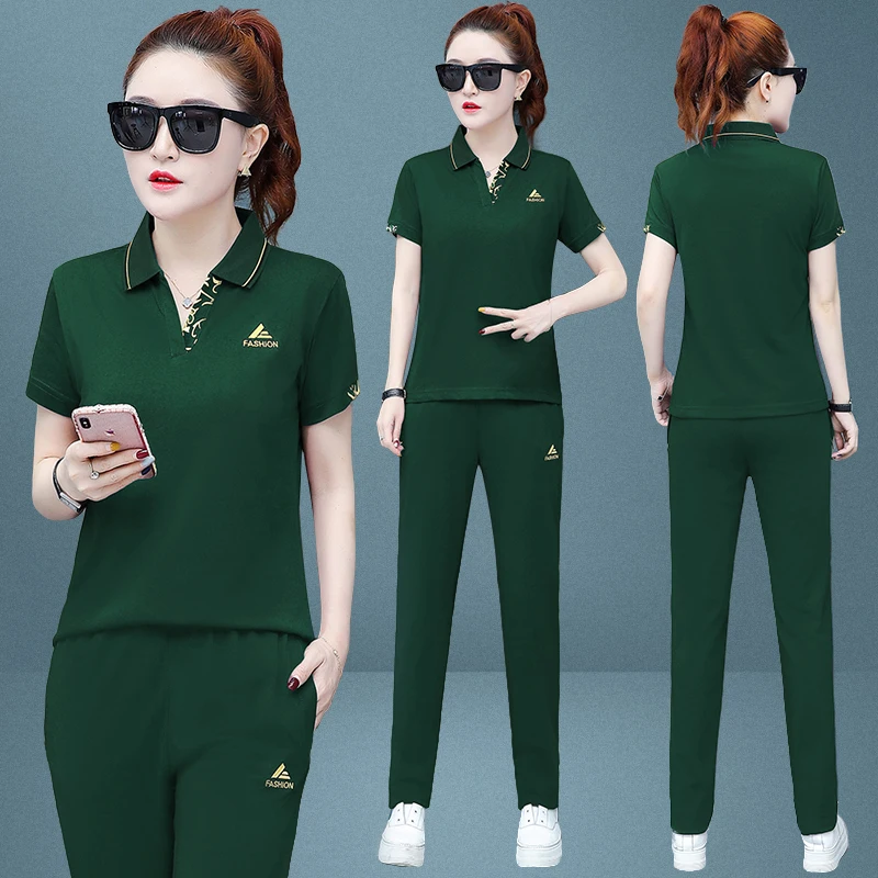 Trending Products Lady Clothes Set Summer Sporting Suit Female Two Piece Set Women Elegant t-Shirt + Pants Factory Outlet 1650