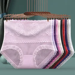 New Fashion Underwear Women Sexy Lace Panties High Waist Transparent Briefs Plus Size Female Underpants Seamless Cotton Panties