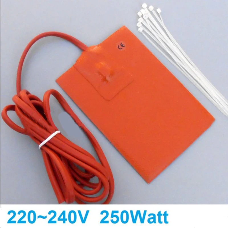 1pc 250W 9x13cm Engine Oil Pan Sump Tank Heater Pad 220V Silicone Heater Pad Block Hydraulic Tank Heating Plate