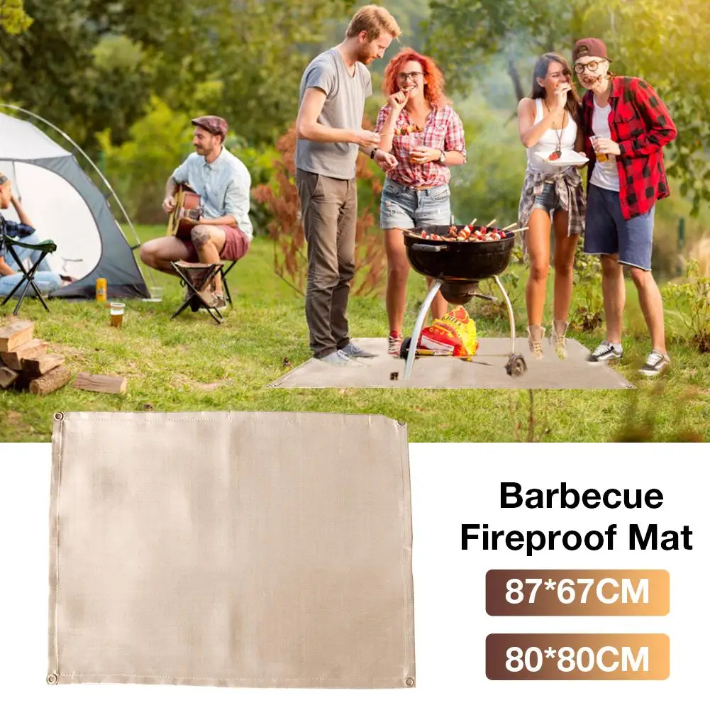 Portable Camping Barbecue Fireproof Blanket Flame Retardant Stove Floor Mat Terrace Lawn Protection Mat