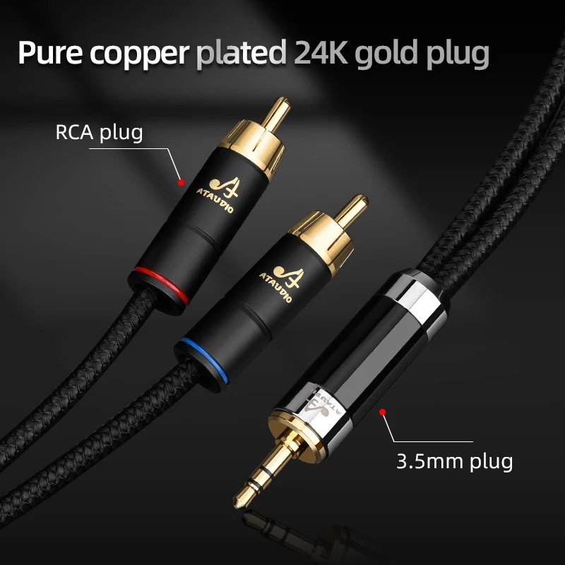 HIFI OFC посеребренный aux 3,5 мм разъем для гарнитуры к 2rca аудиосигнальному кабелю компьютерное и аудиосоединение
