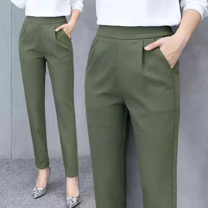 2021 Spring and Autumn Thin New Fashion High Waist Slim Casual Women's Pants