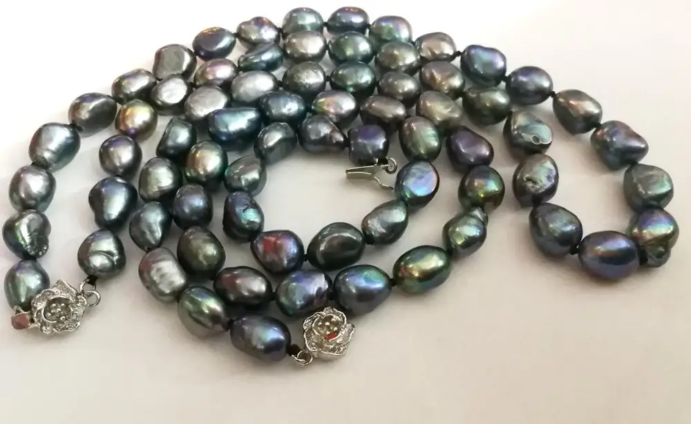 35cm 80cm 200cm 10mm black brown gray baroque freshwater pearl Necklace Jewelry irregular pearl