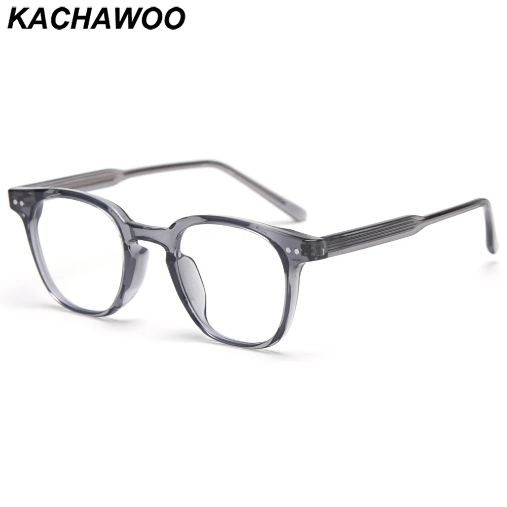 Kachawoo men square eyeglasses optical TR90 anti blue light transparent grey black glasses frame women handmade Korean style