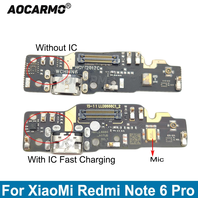 

Aocarmo For XiaoMi Redmi Note 6 Pro 6Pro USB Fast Charging Port Charger Dock Connector Microphone Flex Cable Repair Parts