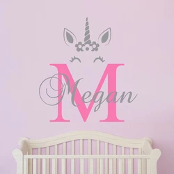 Custom Name Unicorn Wall Sticker Home Decor DIY Vinyl decal Personalised Nursery Art Kid Baby Bedroom Decoration Decals Y103