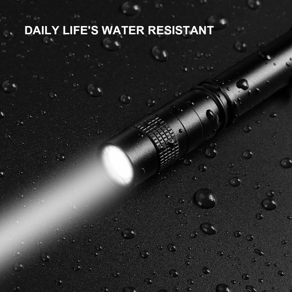 LED Flashlight Portable Penlight Battery Powered Mini Torch Lamp Pocket Clip Lamps Outdoor LED Lights Black 8.8cm 13.2cm