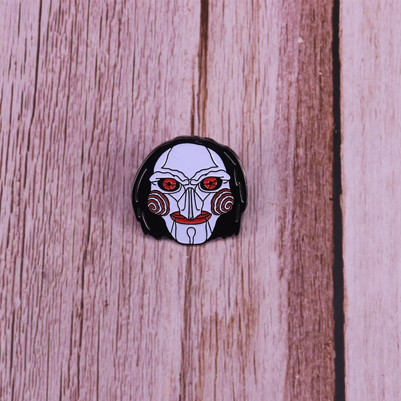 Horror movie Saw puppet badge creepy Billy Doll brooch Halloween gift costume accessory