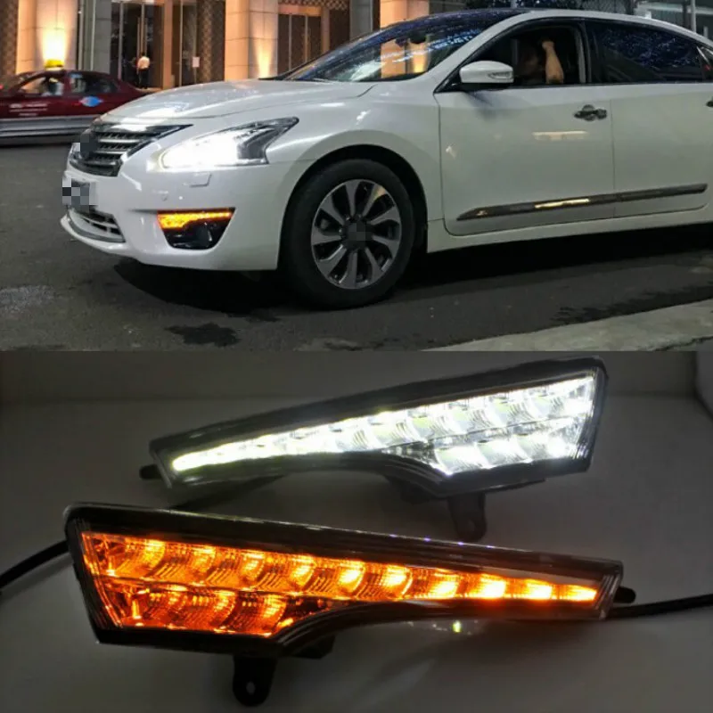 

LED Drl for Nissan Altima Teana 2013-2016 Daytime Running Light Front Bumper Driving Fog Lamp Daylight Headlight Turn Blink