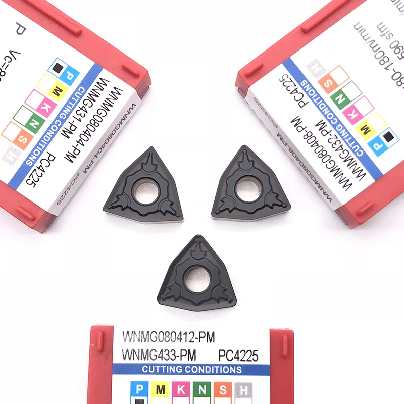 Ferramentas CNC Lathe Cutter, Ferramenta de torneamento externo, Inserções de metal duro para aço, alta qualidade, WNMG080404 WNMG080408 WNMG080412 PM PC4225
