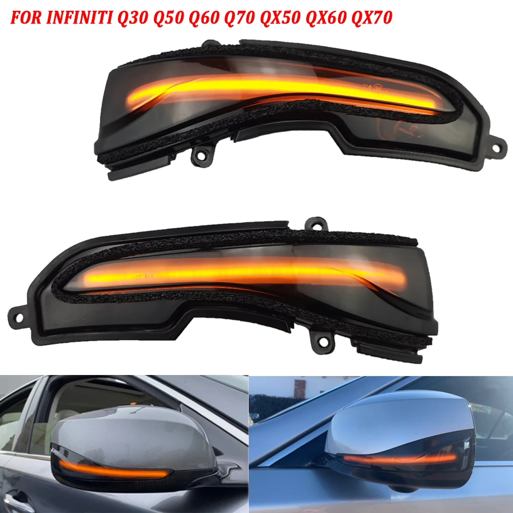 2X Side Mirror Sequential Indicator Lamp LED Dynamic Turn Signal Light For Infiniti Q70 Q70L Q70S Y51 QX50 J50 Facelift 2015-18