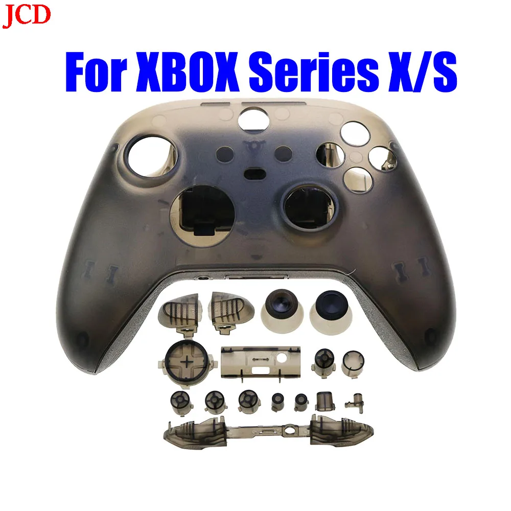 1Set Replacement Part Clear Black Front Faceplate Cover + Back Housing Shell Case For Xbox Series X S Controller with Buttons