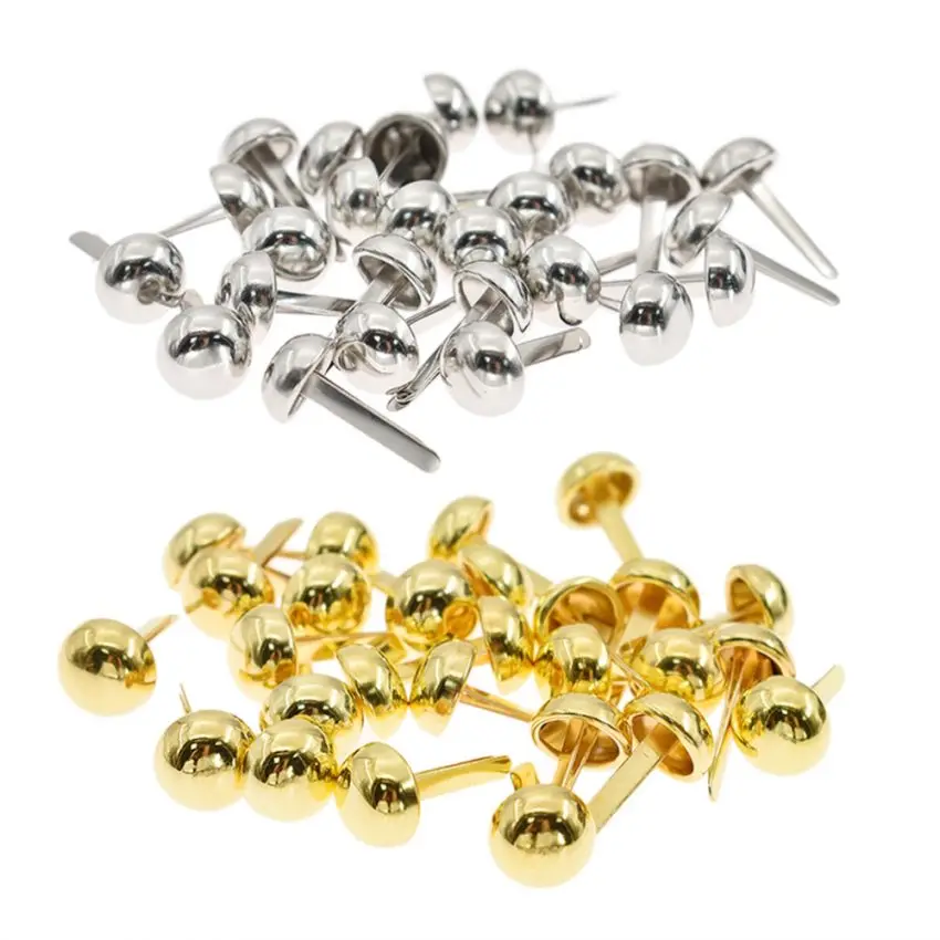 200PCs Rivets Spike Studs Spots Cone Silver Tone Round Scrapbooking Brads Punk Bag Clothes 8/10/12/15mm
