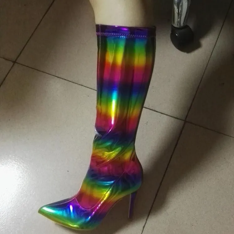 

Shining boots women Mid Calf botas