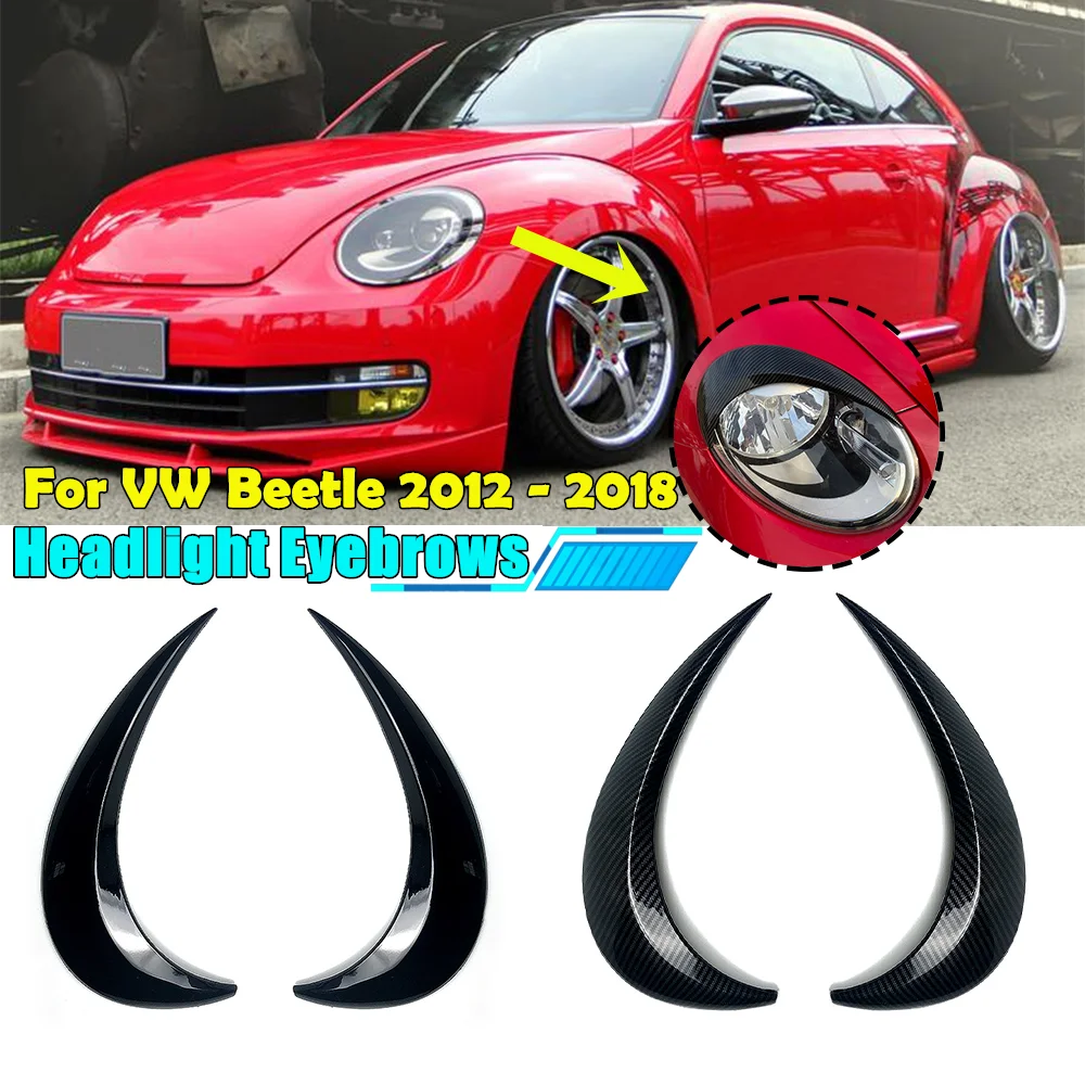 

A Pair Front Headlight Eyelids ABS Eyelashs Covers Head Light Eyebrows Trim For VW For Beetle 2012 2013 2014 2015 2016 2017 2018