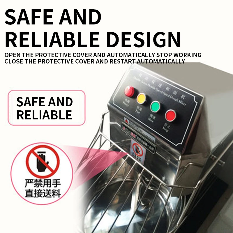 Máquina automática de aço inoxidável do chef do misturador da massa da dobro-ação comercial 20 kg da dobro-velocidade