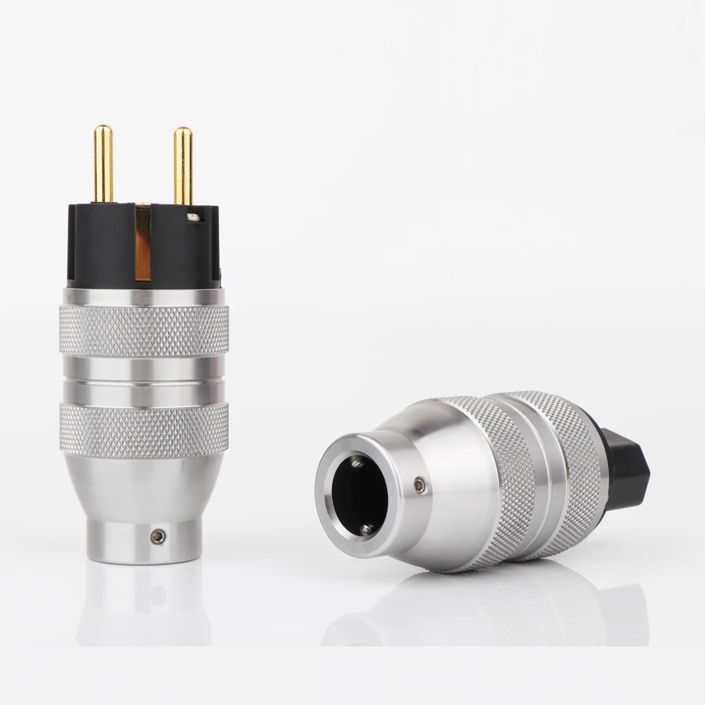 Paar EU Power Stecker Aluminium legierung IEC C15 Audio Stecker HiFi AC Netzkabel Stecker adapter Für Audiophile DIY Netz Kabel – Detail 7