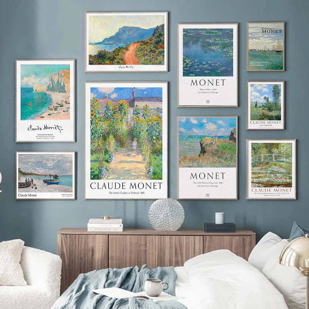 

Monet Exhibition Poster Claude Monet The Artist's Garden at Vétheuil Landscape Museum Wall Pictures Living Room Home Wall Decor