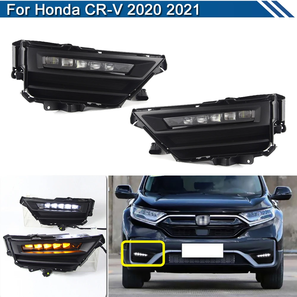 

2Pcs LED Fog Warning Lamp For Honda CRV CR-V 2020 2021 White DRL Daytime Light Blue Night Driving Light Turn Signal Lights