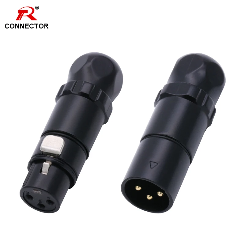 Waterproof XLR Connector Aviation Plug&Jack MIC Microphone Connector,Zinc Alloy Shell+Contact Pure Copper Plated with Real Gold