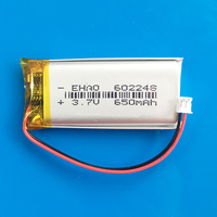3.7V 650mAh Lipo Polymer Lithium Rechargeable Battery JST ZH 1.5mm 2pin Connector 602248 for MP3 GPS PSP Recorder Headset Camera