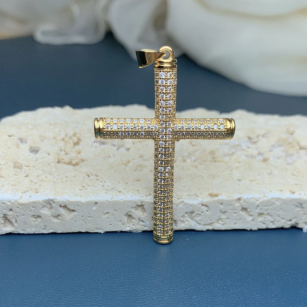 

Fashion Plated Gold Zircon Cross Necklace Charm Pendants For DIY Jewelry Making Classic Accessories