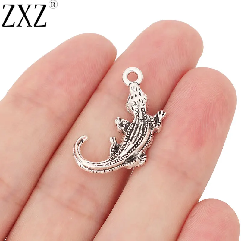 

ZXZ 20pcs Tibetan Silver Crocodile Alligator Charms Pendants Beads for Bracelet Necklace Jewelry Making Findings 26x18mm