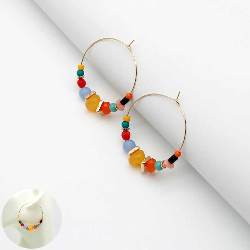 Big Hoop Earrings Multi Color Statement Bohemia Fashion Ear Rings For Women Colorful Acrylic Trendy Jewelry Accessories 2021107