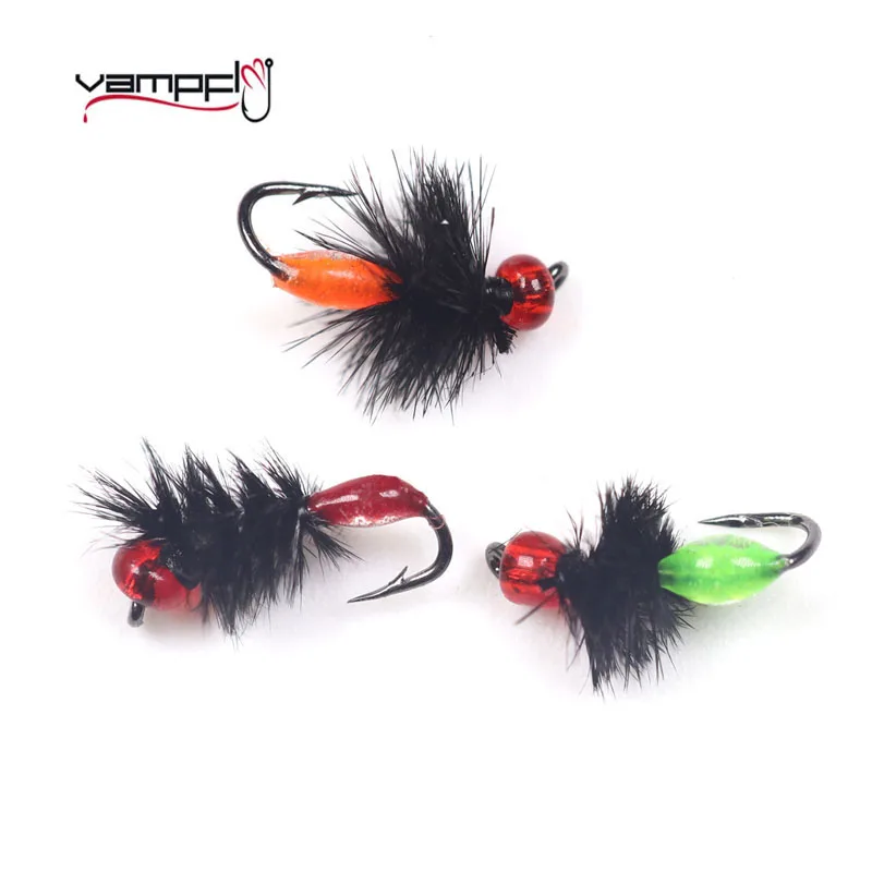 Vampfly 6PCS #14 #16 #18 Mini Ant Soft Feather  Fly Fishing Nymph Artificial Lure Bait For Trout Panfish Fishing