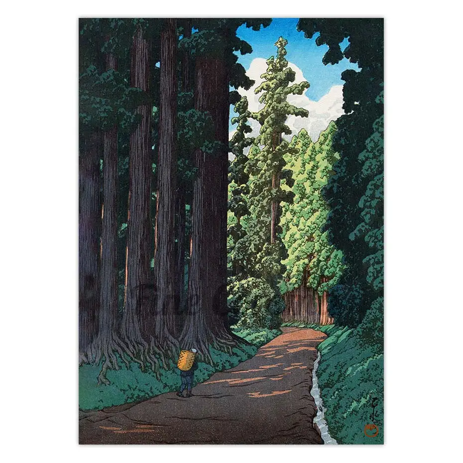 Japanese Poster Road to Nikko Kawase Hasui Vintage Canvas Print Woodblock Print Reproduction Asian Art Forest Landscape Wall Art