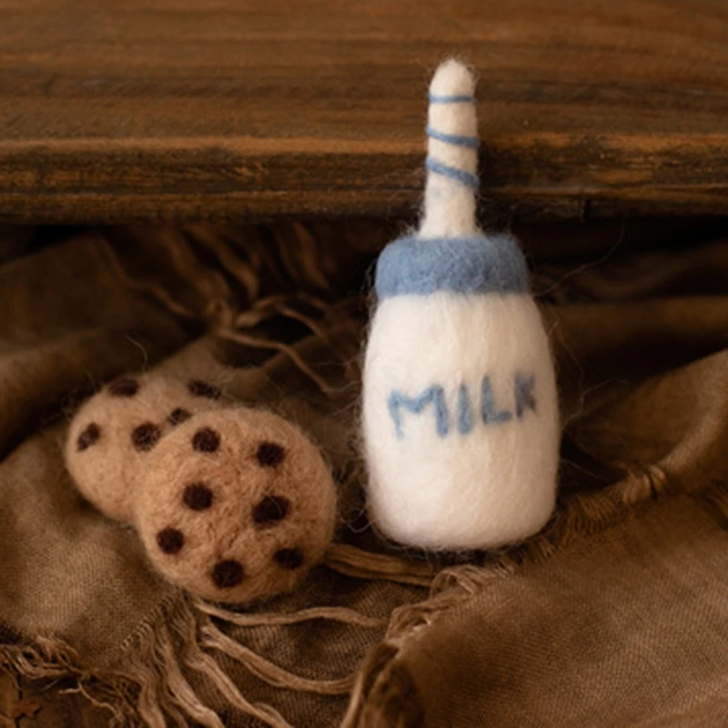 Botella de leche de fieltro de lana para bebé, accesorios de decoración de galletas, accesorios de fotografía EZA infantil para fiesta en casa, DIY