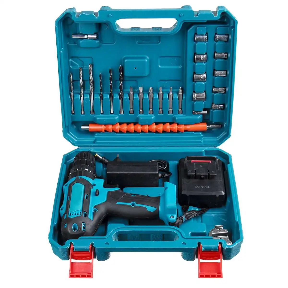 32V 3 In 1 Bor Palu Obeng Elektrik Tanpa Kabel Bor Impact Tanpa Kabel Kecepatan Variabel dengan Baterai 1/2 Torsi Maks 38Nm